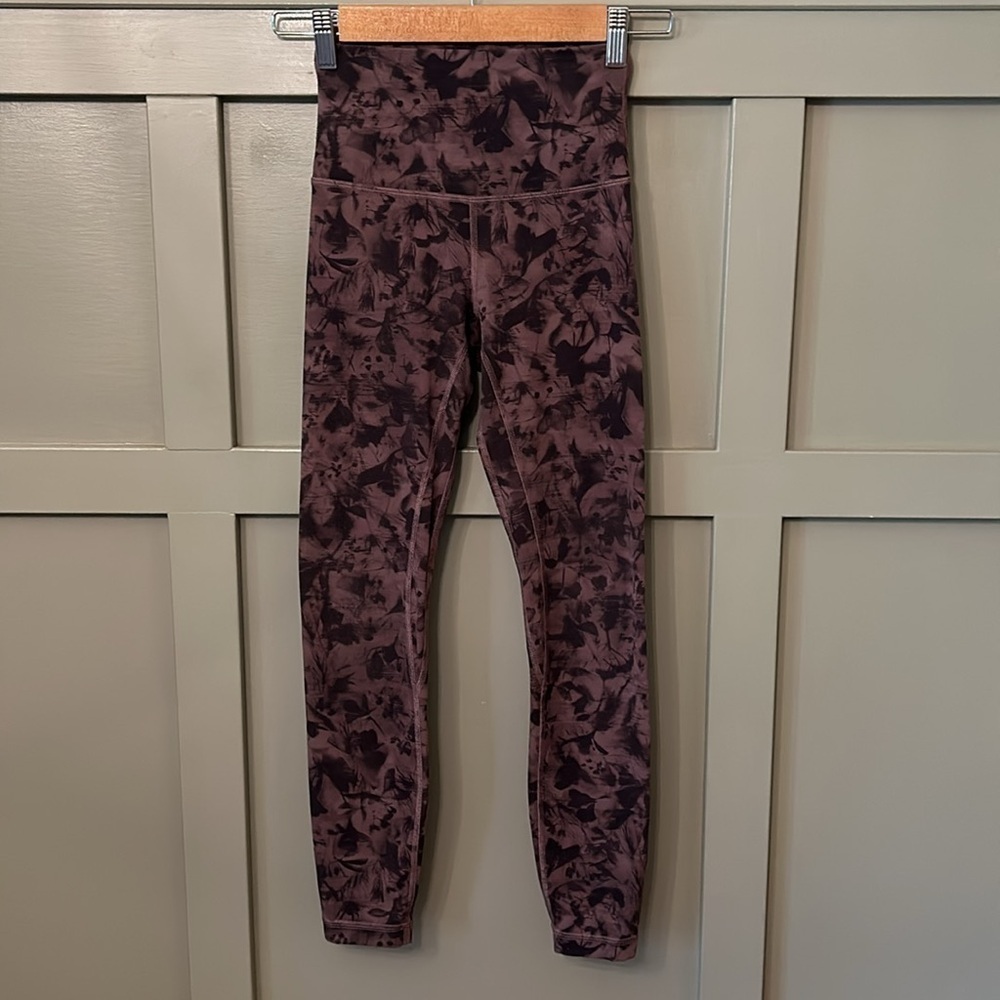 Lululemon Align Pant II 25" Mini Dusk Floral Antique Bark Black Nulu Size 2